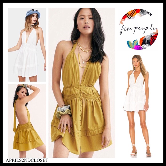 FREE PEOPLE BOHO HALTER MINI DRESS A2C - Picture 8 of 14